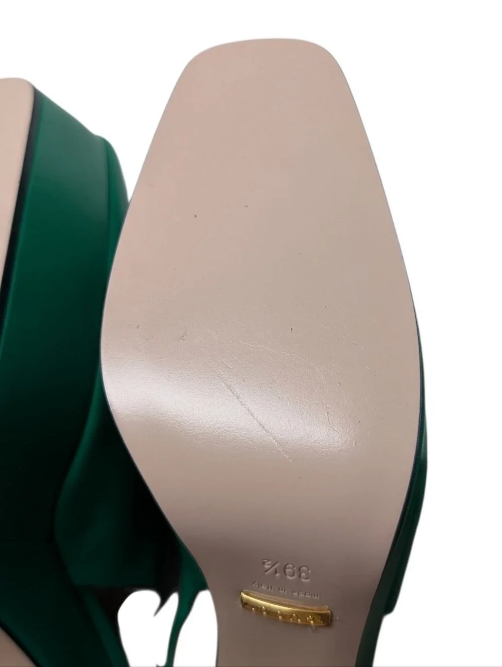 NEW Gucci Green Horsebit Platform Slingback Chunky Block Heel Pumps Size EU 39.5